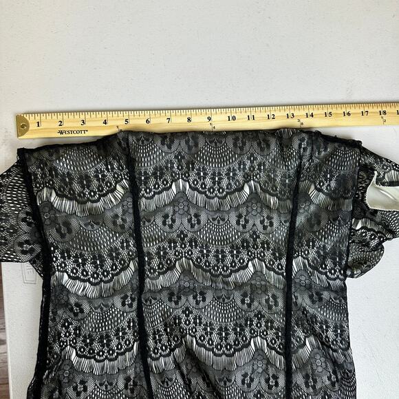 Shabby Apple Lined Black Lace‎ Short Sleeve Boat Neck Midi Party Dress Size 0/2 - Picture 7 of 8